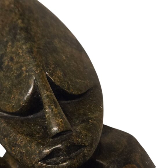 Carved Stone Family Sculpture Trio Statue Home Decor Carving 8 inch - Picture 14 of 16